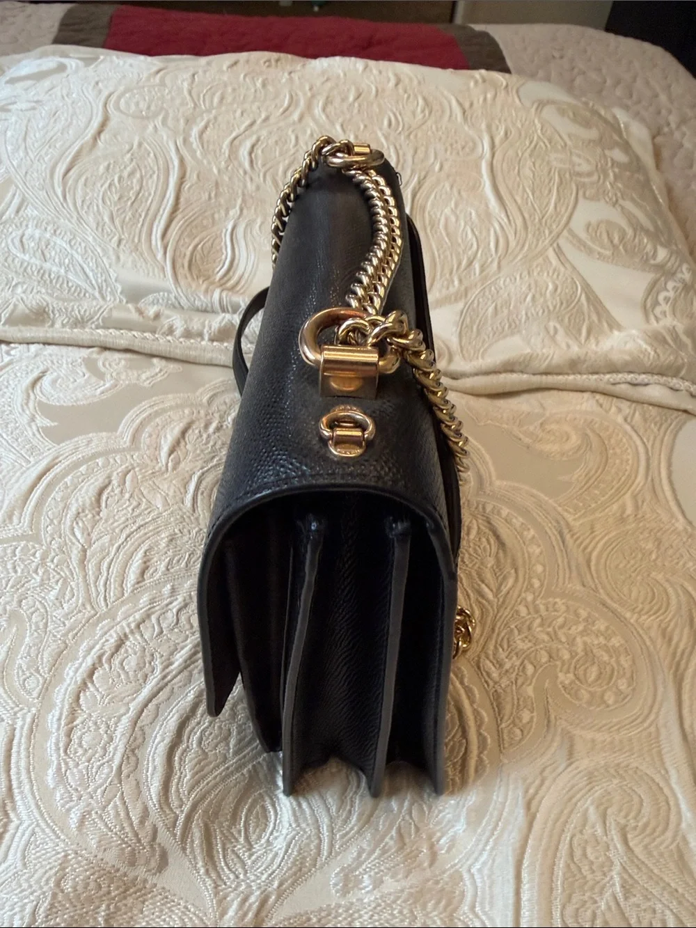 Coach Black Leather Crossbody with Gold Chain - Picture 10 of 10